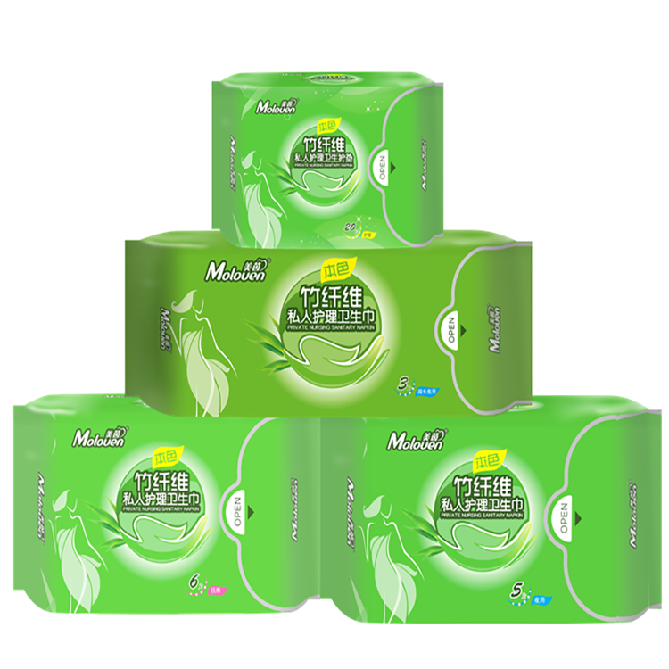 Moloven Bamboo Fiber Sanitary Napkin Night Use 280 mm, 5 pcs per pack, FDA Approved