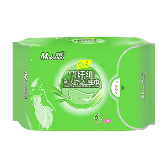 Moloven Bamboo Fiber Sanitary Napkin Pad Daily Use 240mm, 6 pcs per pack, FDA Approved