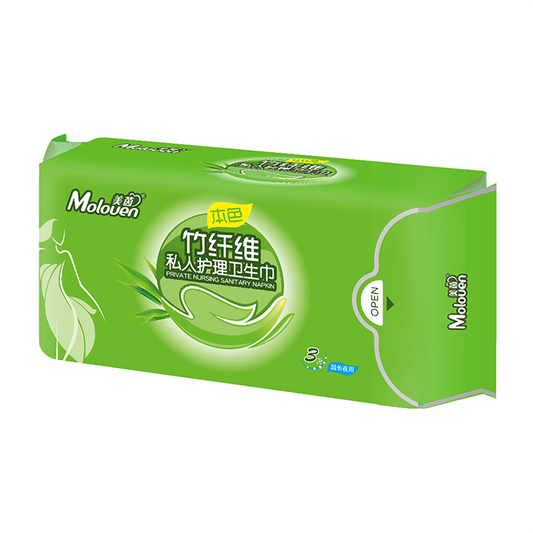 Moloven Bamboo Fiber Sanitary Napkin Night Use Extra Long 420mm, 3 pcs per packs, FDA Approved
